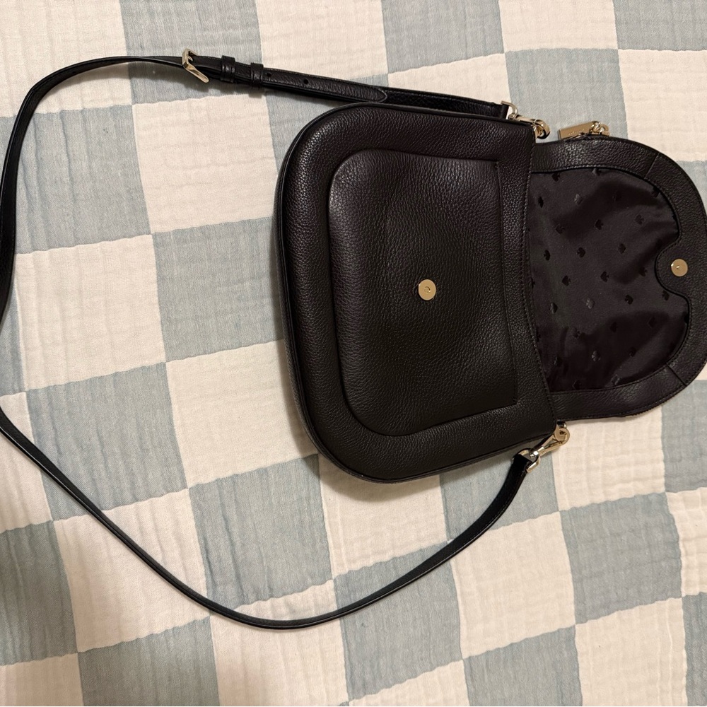 kate spade Leila Black Pebbled Leather Double Flap Crossbody - Picture 4 of 10